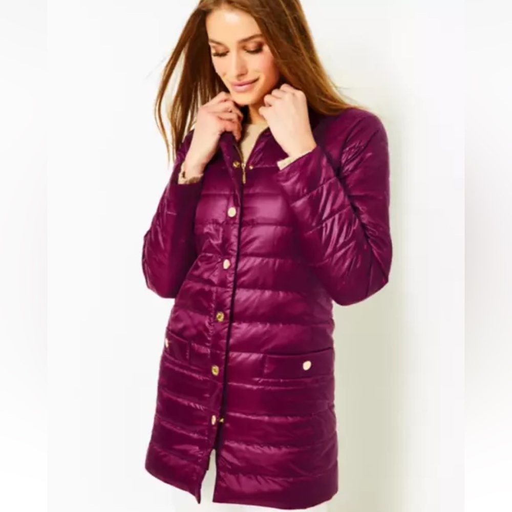 Lilly Pulitzer Tonia Down Puffer Jacket AMARENA CHERRY